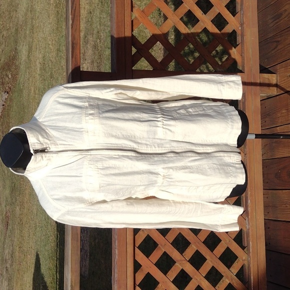Old Navy Jackets & Blazers - Old Navy Casual Lightweight White Linen Full Zip Field Jacket Size XS